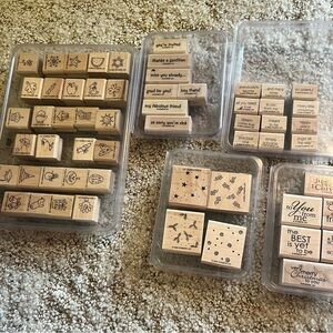 Stampin Up!  5 sets Wooden Rubber Stamp Sets
